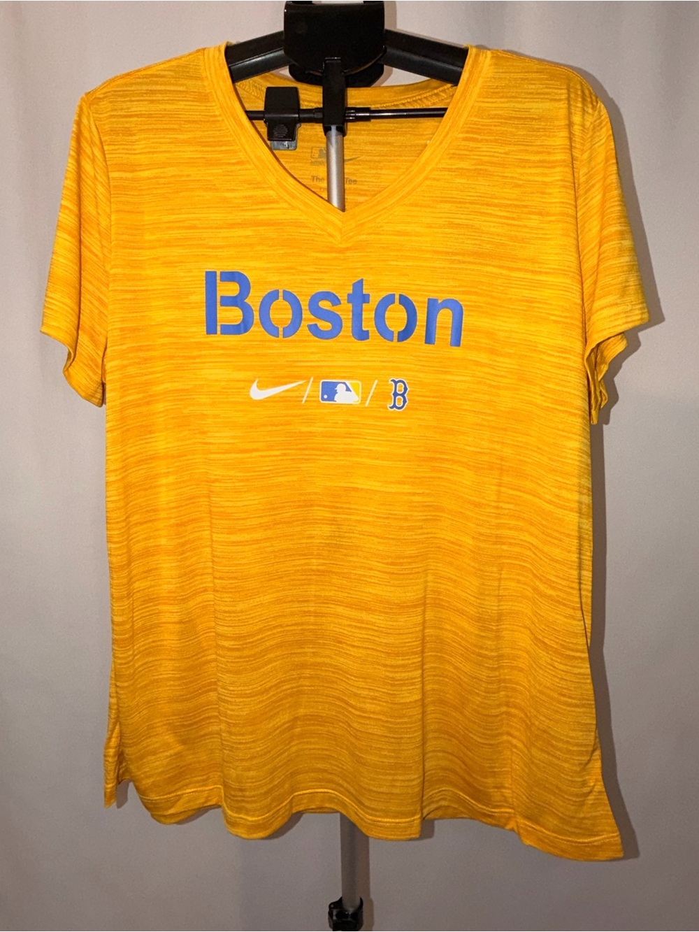Nike Boston Red Sox City Connect Yellow V-Neck Dri-fit Tee Women's XXL